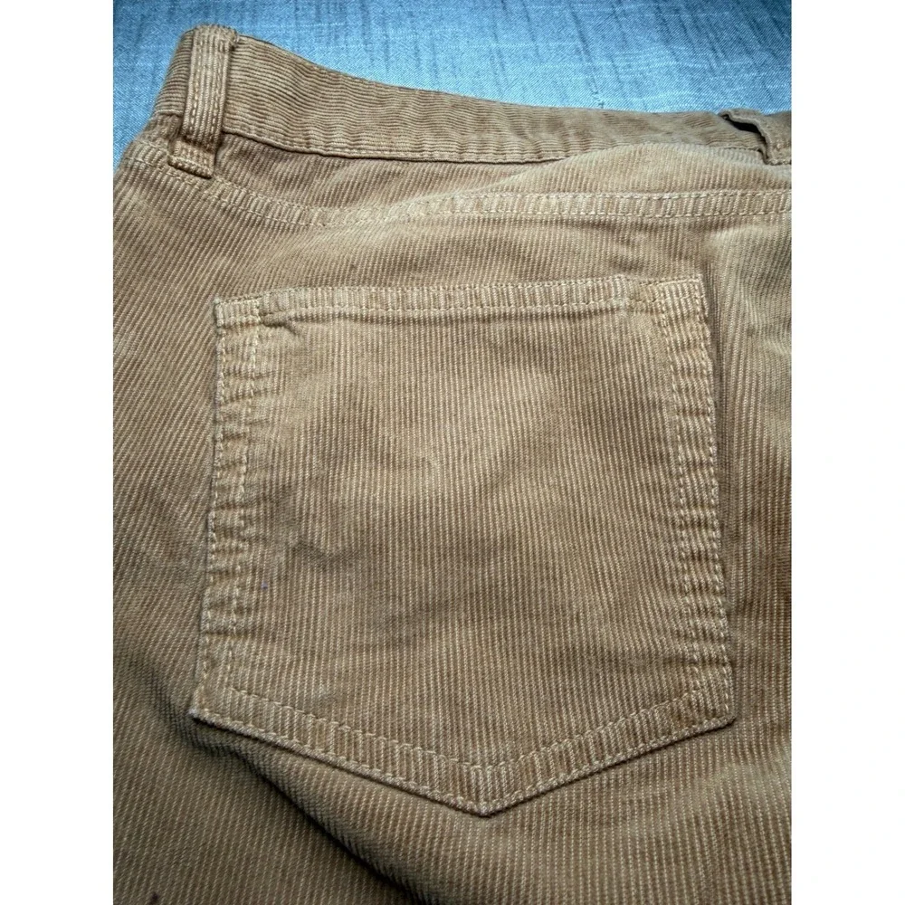 J.Crew Matchstick Corduroy Pants 32 Petite Camel Tan Straight Leg Stretch Cotton
